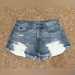American Eagle Outfitters Blue Distressed Jean Shorts